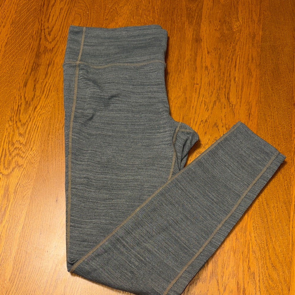 Athleta large Charcoal greenish and Tan Leggings